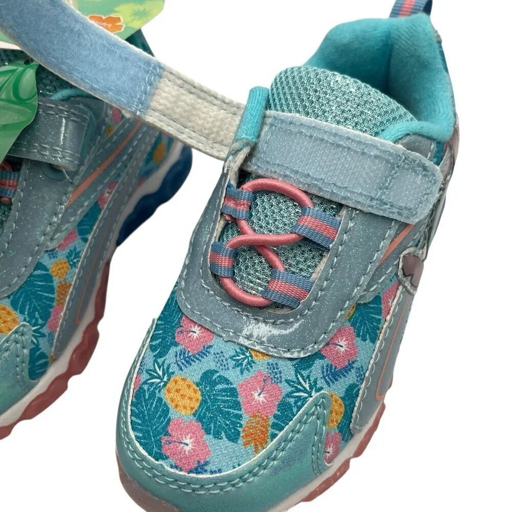 New Disney Lilo and Stitch Aloha Toddler Girl Light Up Sneakers Size 7 Shoes Box